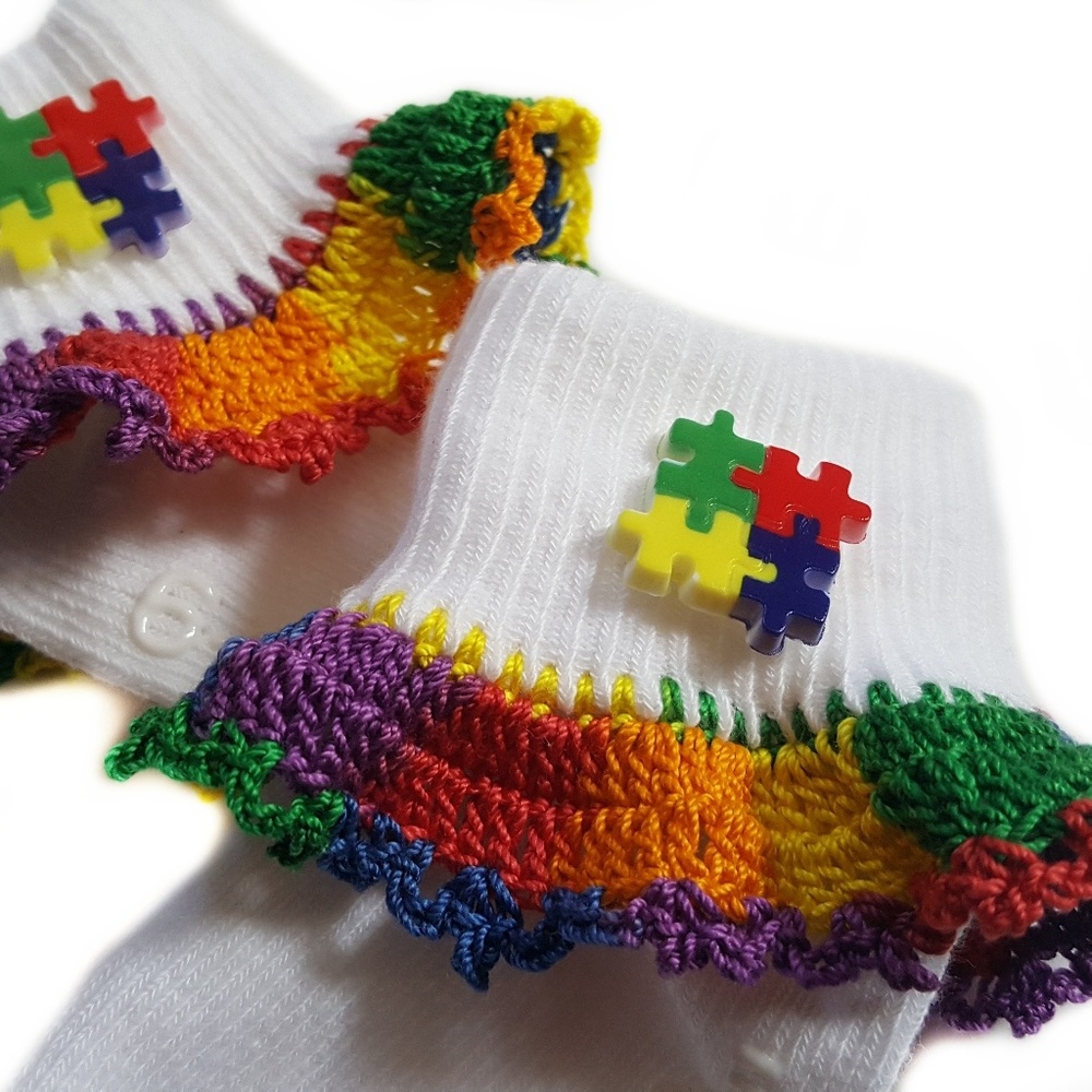 Autism Awareness Handmade Baby Bobsy Socks - Picture 2 of 5